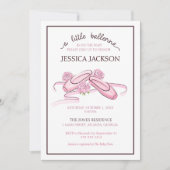 A Little Ballerina is on the Way Pink Ballet Shoes Einladung (Vorderseite)