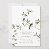 A Little Birdie | Botanische Babydusche Herbst Einladung (Vorderseite)