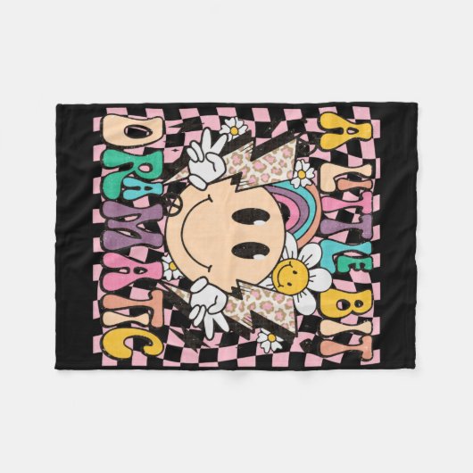 A Little Bit Dramatic Funny Groovy Saying T Shirt Fleecedecke (Vorderseite (Horizontal))