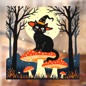 A Little Black Witchy Cat Sitting On A Toadstool 1 Fensteraufkleber (Blatt 2)