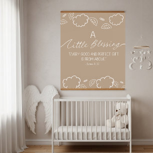 A Little Blessing Nursery James 1:17 Beige - Eine Wandteppich Mit Holzrahmen