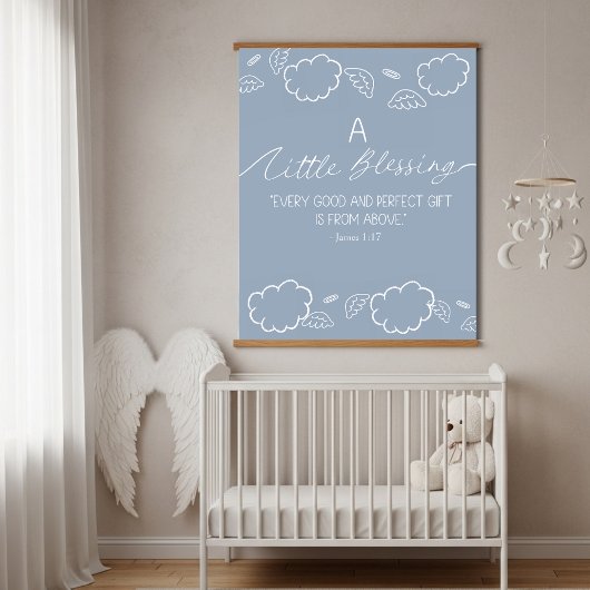 A Little Blessing Nursery James 1:17 Wandteppich Mit Holzrahmen