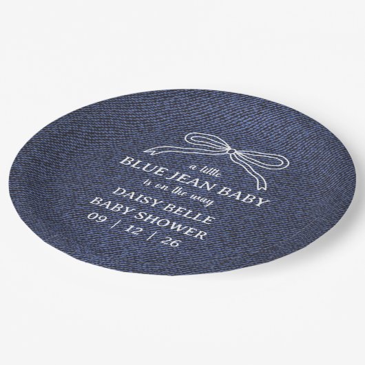 A Little Blue Jean Baby Denim Boy Baby Shower  Pappteller (Schrägansicht)