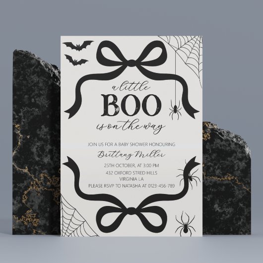 A Little Boo Baby Shower Halloween Bow Invitation Einladung