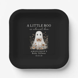 A Little Boo Cute Ghost Wildflowers Baby Shower Pappteller