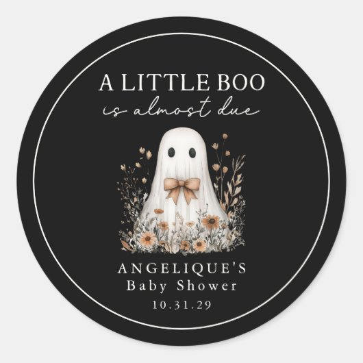 A Little Boo Ghost Wildflowers Baby Shower Runder Aufkleber (Vorderseite)