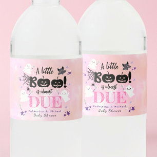 A Little Boo   Halloween Girl Baby Dusche Wasserflaschenetikett