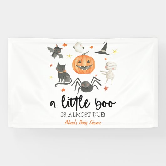 A Little Boo Is Almost Due! Baby Shower Halloween Banner (Horizontal)