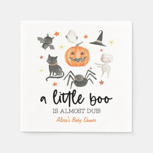 A Little Boo Is Almost Due! Baby Shower Halloween Serviette (Vorderseite)