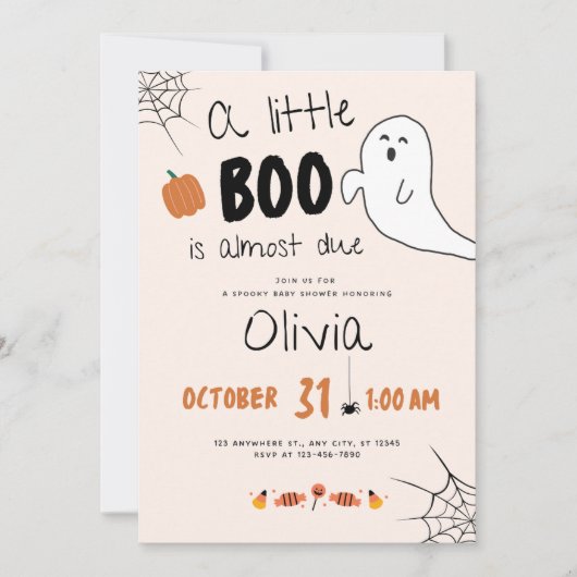 A little Boo Is Almost Due baby shower invitation Einladung (Vorderseite)
