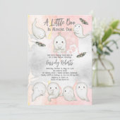 A Little Boo Is Almost Due Ghost Girl Baby Shower Einladung (Stehend Vorderseite)