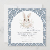 A Little Bunny Dusty Blue Baby Shower Invitation (Vorderseite)