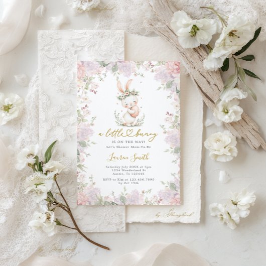 A little Bunny Is On The Way Baby Shower Einladung