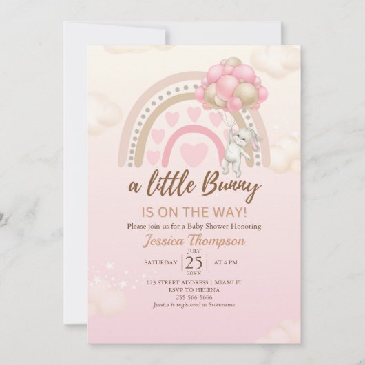 A Little Bunny is on the Way Baby Shower Girl Einladung (Vorderseite)