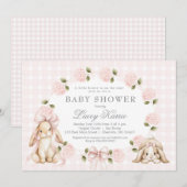 A little bunny is on the way, bunny baby shower einladung (Vorne/Hinten)