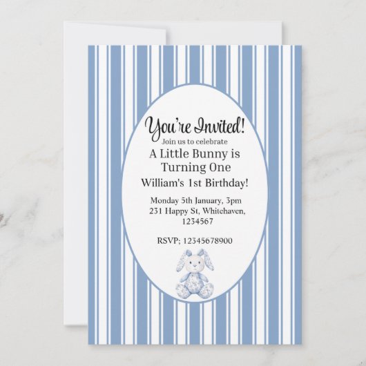 A Little Bunny is Turning One Einladung (Vorderseite)