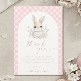 A Little Bunny Pink Gingham Baby Shower Dankeskarte