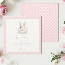 A Little Bunny Pink Gingham Baby Shower Dankeskarte