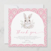 A Little Bunny Pink Rainbow Baby Shower  Dankeskarte (Vorderseite)