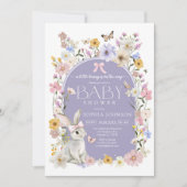 A Little Bunny Wildflower Baby Shower Einladung (Vorderseite)