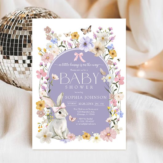 A Little Bunny Wildflower Baby Shower Einladung