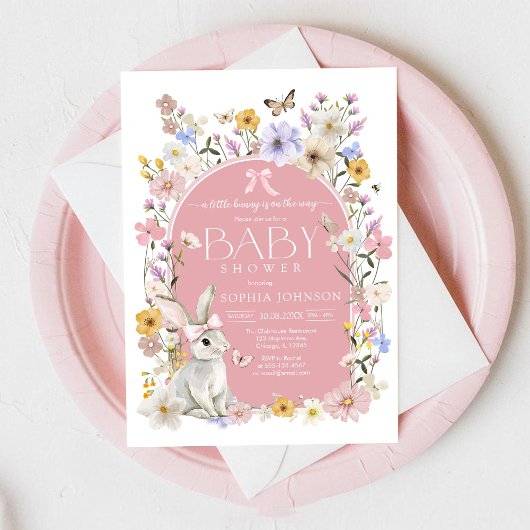 A Little Bunny Wildflower Baby Shower Einladung