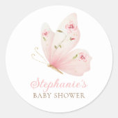 A Little Butterfly Baby Shower Round Stickers (Vorderseite)