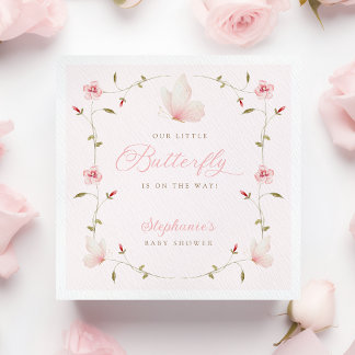 A Little Butterfly Baby Shower Serviette