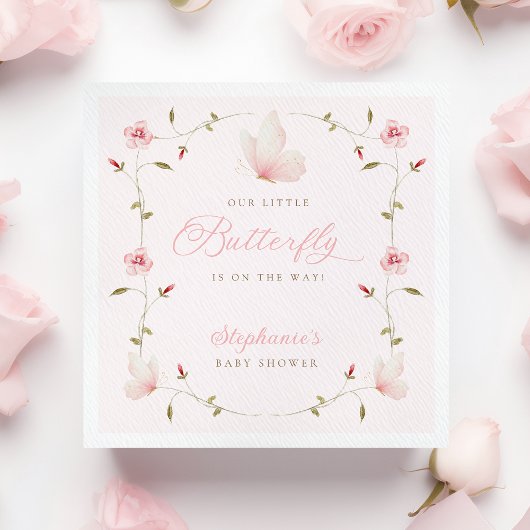 A Little Butterfly Baby Shower Serviette