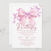  A Little Butterfly Bow Baby Shower  Einladung (Vorne/Hinten)