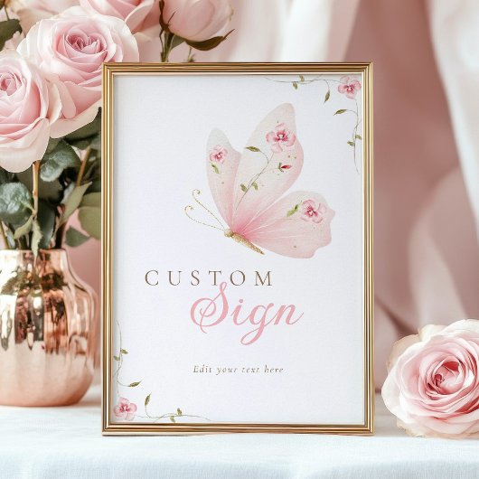 A Little Butterfly Custom Table Sign Poster