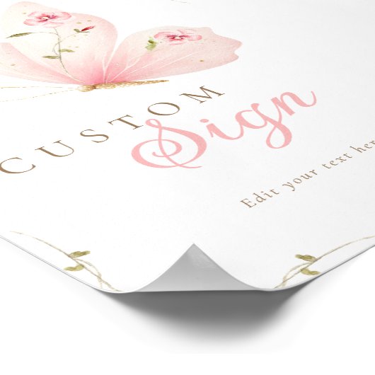A Little Butterfly Custom Table Sign Poster (Ecke)
