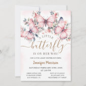A Little Butterfly | Floral Butterfly Baby Shower Einladung (Vorderseite)