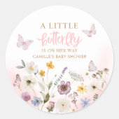 A little Butterfly Girl baby Shower Runder Aufkleber (Vorderseite)