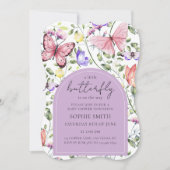 A Little Butterfly Is On The Way Purple Pink Einladung (Vorderseite)
