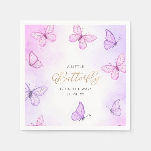 A Little Butterfly Purple & pink girl Baby Shower Serviette (Vorderseite)