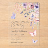 A Little Butterfly Wildflower Baby Shower Acryleinladungen (Vorderseite)