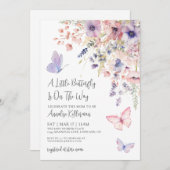 A Little Butterfly Wildflower Baby Shower Einladung (Vorne/Hinten)