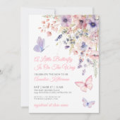 A Little Butterfly Wildflower Baby Shower Einladung (Vorderseite)