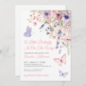 A Little Butterfly Wildflower Baby Shower Einladung (Vorne/Hinten)