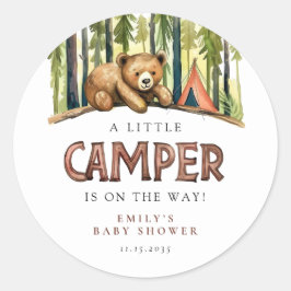 A Little Camper Forest Baby Shower Runder Aufkleber