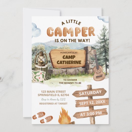 A Little Camper On The Way Baby Shower Einladung (Vorderseite)