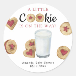A Little Cookie is on the way Baby shower Runder Aufkleber