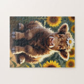 A little cow in a sunflower field puzzle (Horizontal)
