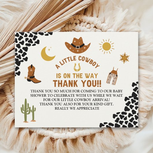 A Little Cowboy Is on The Way Cute Baby Shower Dankeskarte