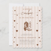 A Little Cowboy Is On The Way Western Baby Shower Einladung (Vorderseite)