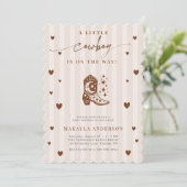 A Little Cowboy Is On The Way Western Baby Shower Einladung (Stehend Vorderseite)