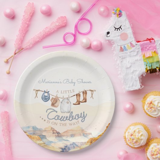 A Little Cowboy Western Canyon Baby Shower Pappteller (Party)