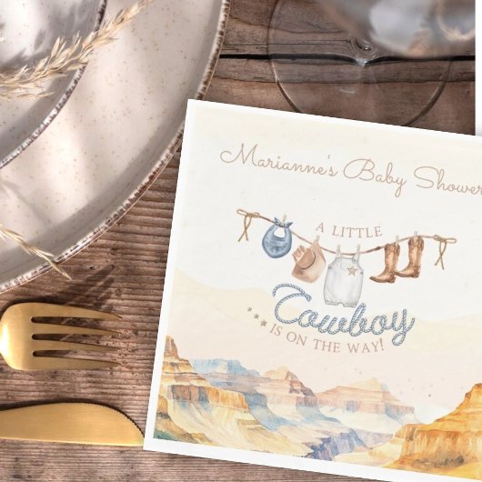 A Little Cowboy Western Canyon Baby Shower Serviette
