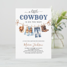 A Little Cowboy Wild West Blue boy Baby Shower Einladung